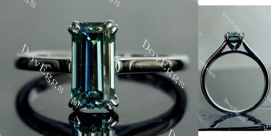 DovEggs 2ct emerald solitaire peacock blue moissanite Engagement Ring