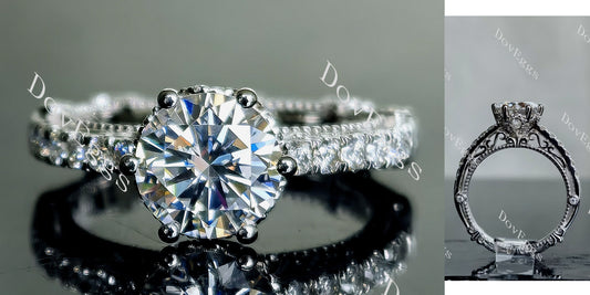 DovEggs 1.5ct (G-H-I) Color Round Vintage Pave moissanite Engagement Ring (Amazon clearance)