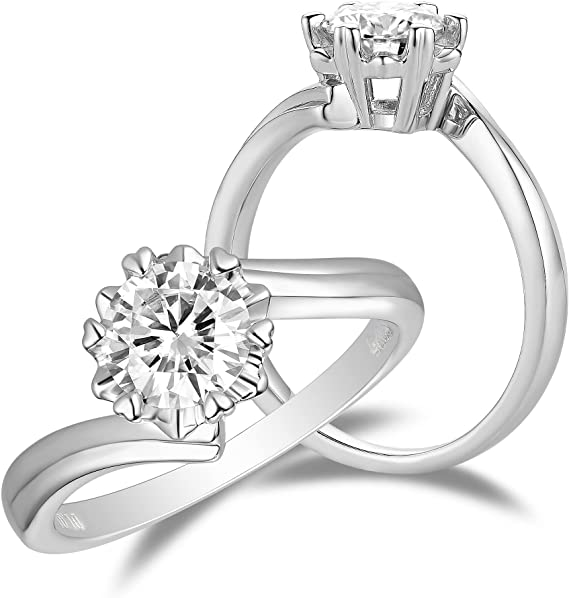 DovEggs 1ct (G-H-I) Color Round Solitaire moissanite Engagement Ring (Amazon clearance)