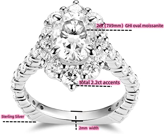 DovEggs 2ct (G-H-I) Color Oval Asrto Pave moissanite Engagement Ring (Amazon clearance)