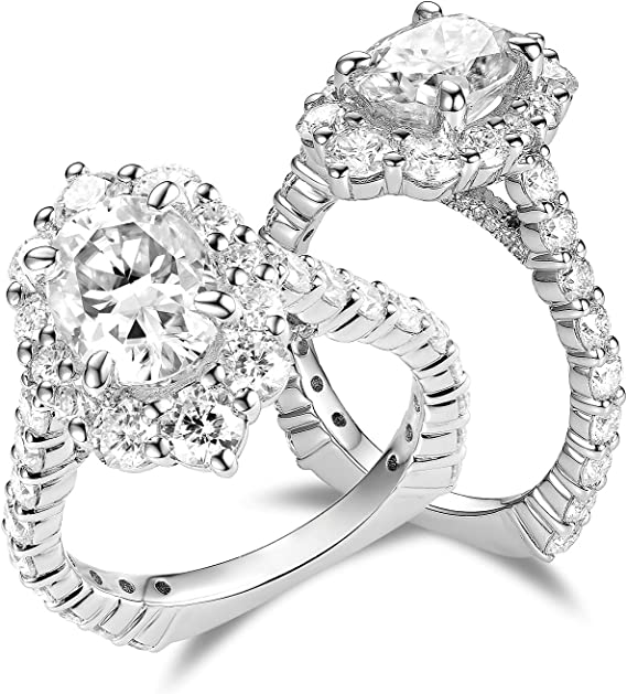 DovEggs 2ct (G-H-I) Color Oval Asrto Pave moissanite Engagement Ring (Amazon clearance)